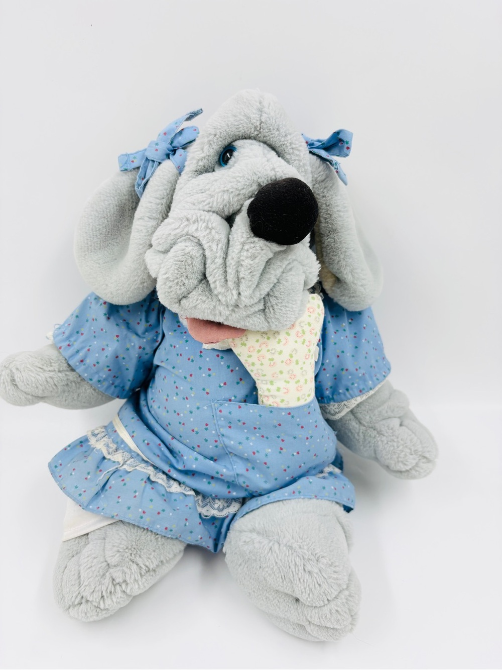 VTG 80s Ganz Bros Wrinkles Hound Dog Plush Hand Puppet